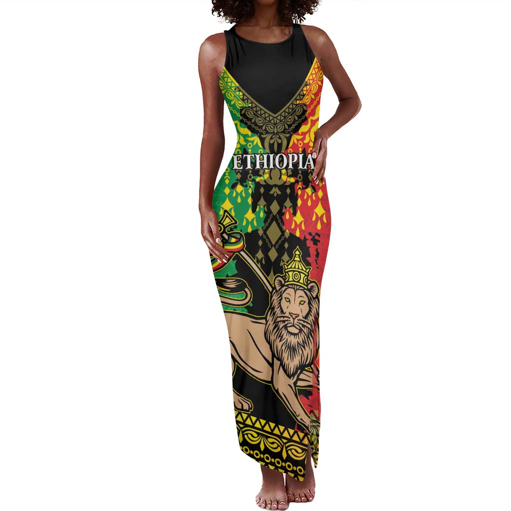 Personalised Afro Ethiopia Tank Maxi Dress Lion Of Judah - African Pattern