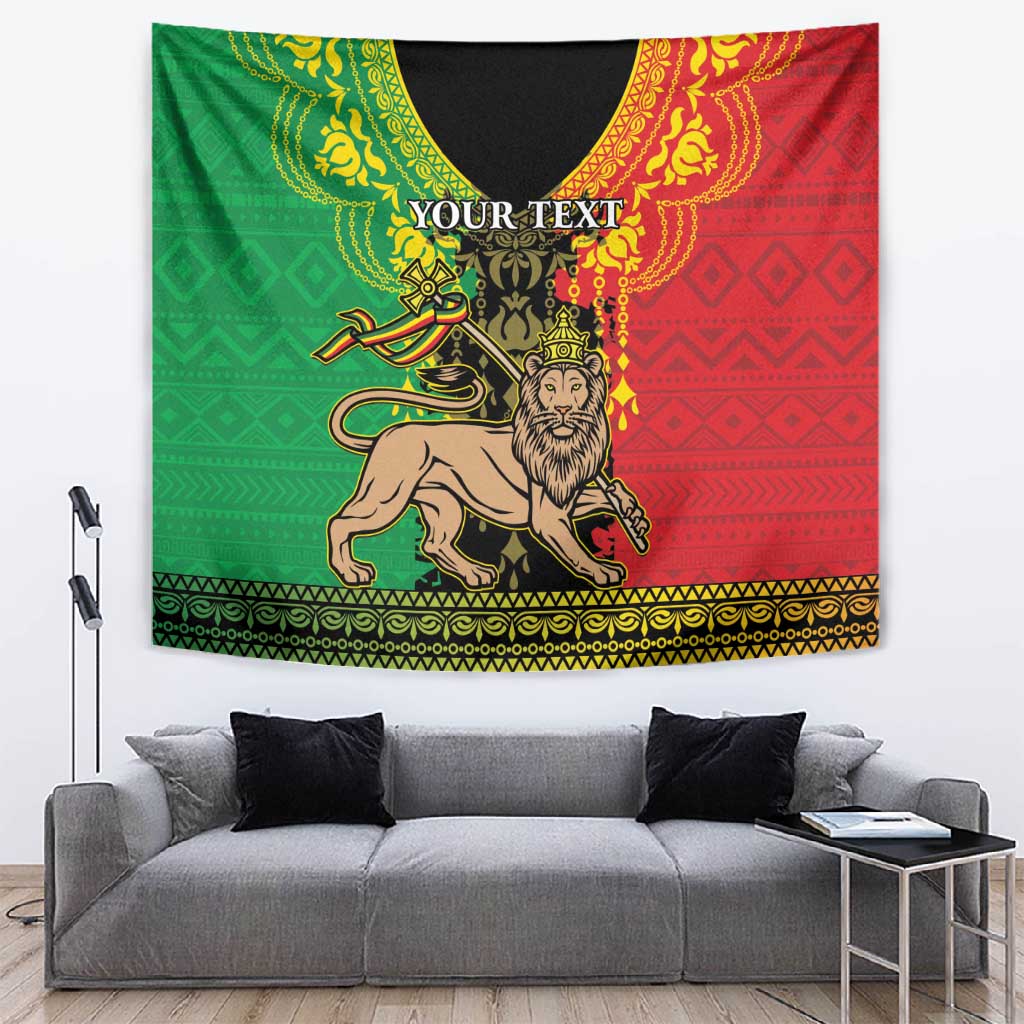 Personalised Afro Ethiopia Tapestry Lion Of Judah - African Pattern