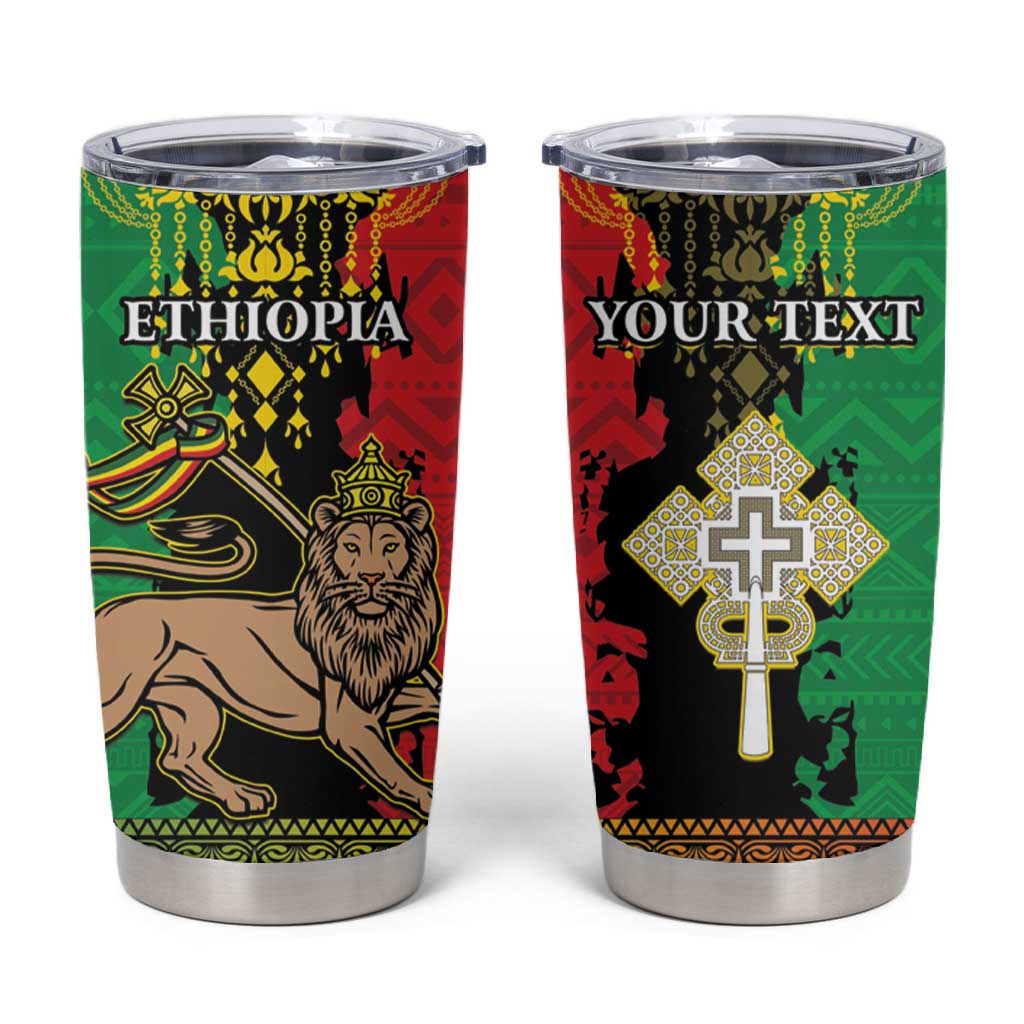 Personalised Afro Ethiopia Tumbler Cup Lion Of Judah - African Pattern