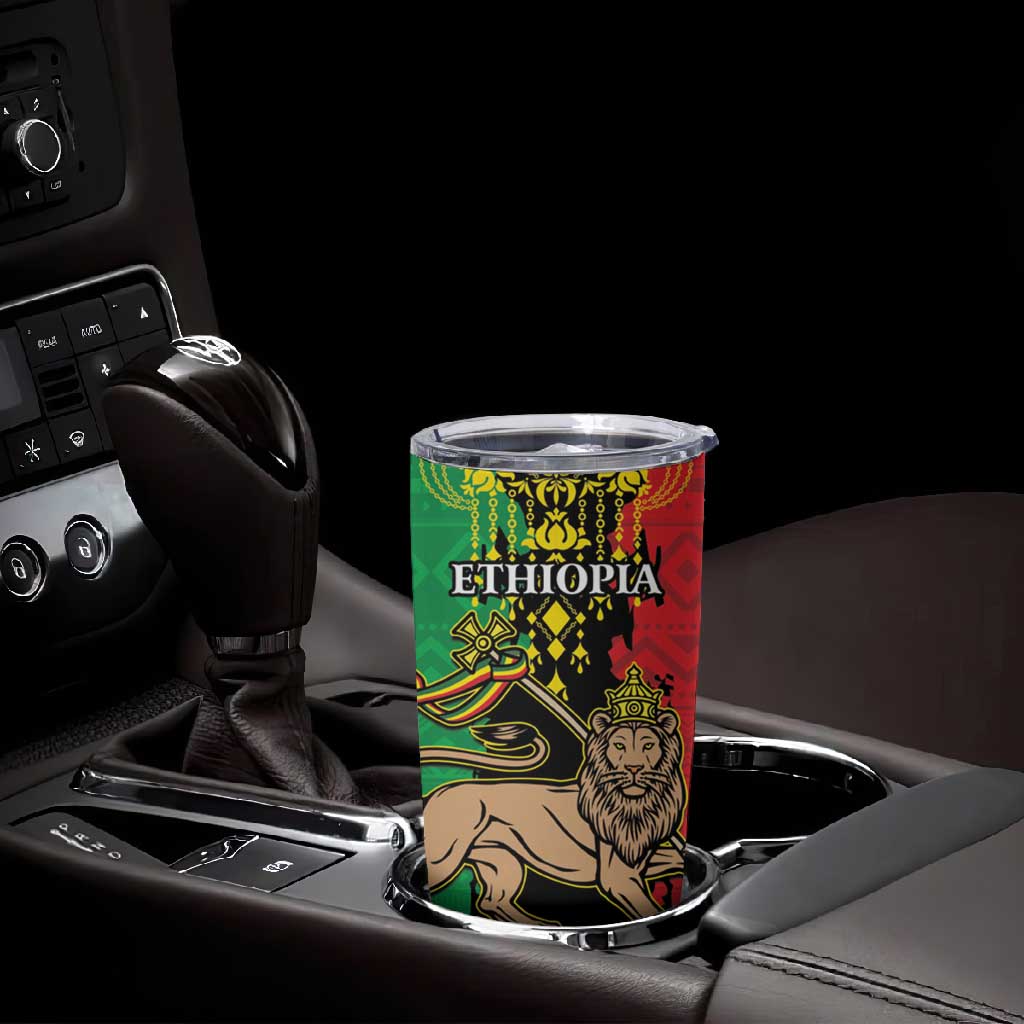 Personalised Afro Ethiopia Tumbler Cup Lion Of Judah - African Pattern