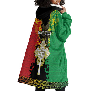 Personalised Afro Ethiopia Wearable Blanket Hoodie Lion Of Judah - African Pattern