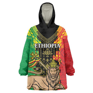 Personalised Afro Ethiopia Wearable Blanket Hoodie Lion Of Judah - African Pattern