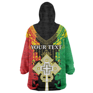 Personalised Afro Ethiopia Wearable Blanket Hoodie Lion Of Judah - African Pattern