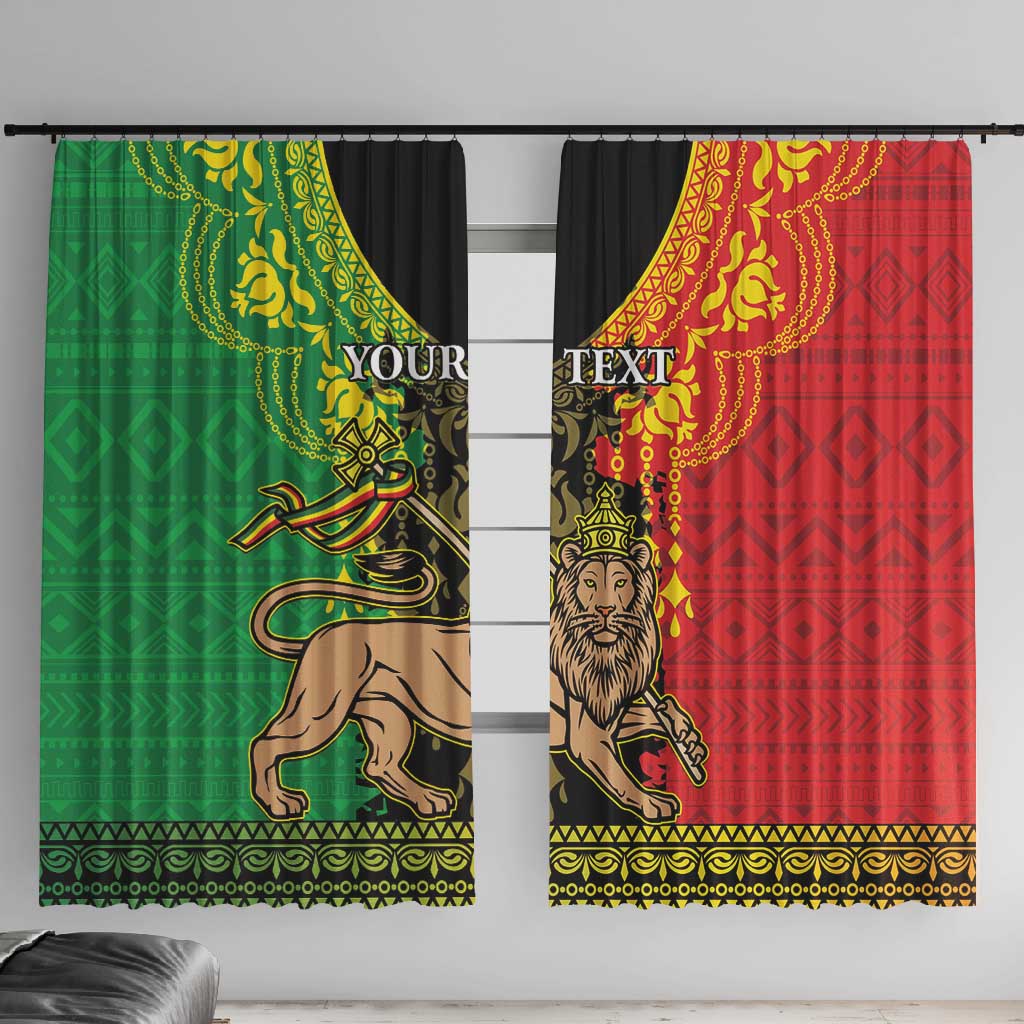 Personalised Afro Ethiopia Window Curtain Lion Of Judah - African Pattern