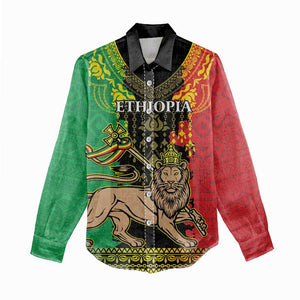 Personalised Afro Ethiopia Women Casual Shirt Lion Of Judah - African Pattern