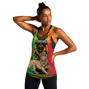 Personalised Afro Ethiopia Women Racerback Tank Lion Of Judah - African Pattern