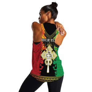 Personalised Afro Ethiopia Women Racerback Tank Lion Of Judah - African Pattern