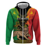 Personalised Afro Ethiopia Zip Hoodie Lion Of Judah - African Pattern