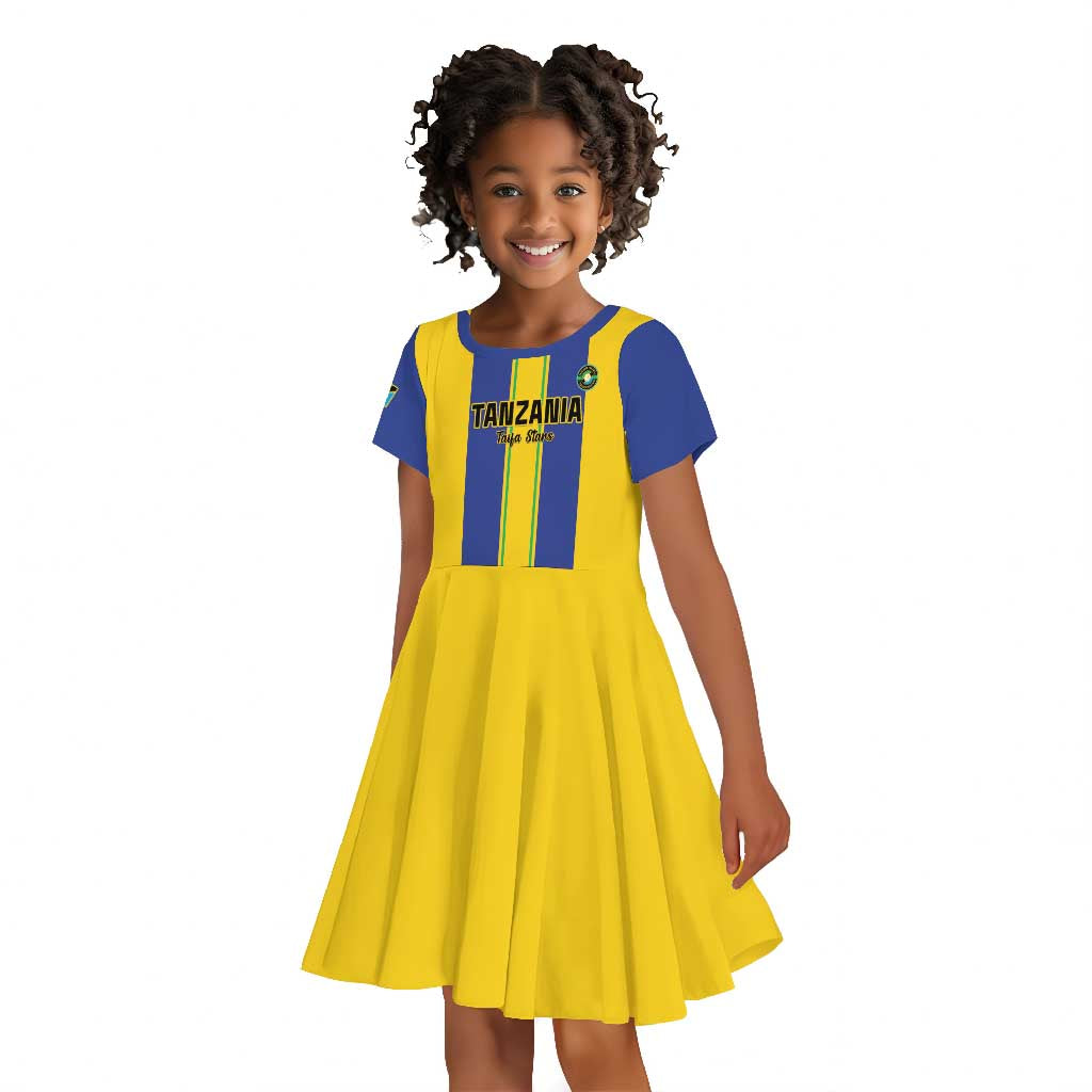 Custom Afro Tanzania Football Kid Short Sleeve Dress We Are Champions