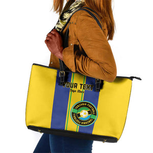 Custom Afro Tanzania Football Leather Tote Bag We Are Champions