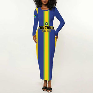 Custom Afro Tanzania Football Long Sleeve Bodycon Dress We Are Champions LT15