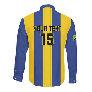 Custom Afro Tanzania Football Long Sleeve Button Shirt We Are Champions