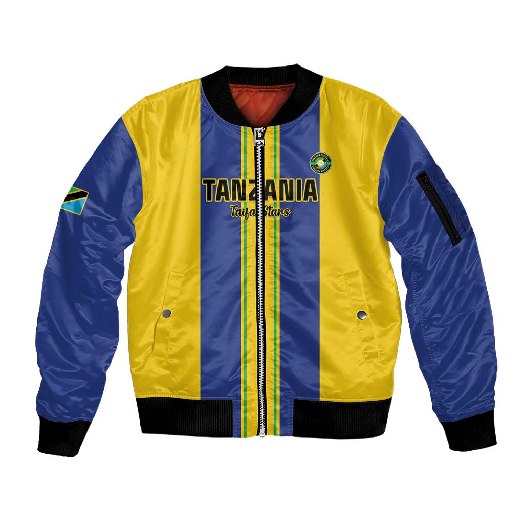 Custom Afro Tanzania Football Sleeve Zip Bomber Jacket We Are Champions