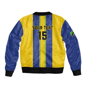 Custom Afro Tanzania Football Sleeve Zip Bomber Jacket We Are Champions