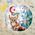 Afro Algeria Beach Blanket Fennec Fox With Blue Isris Flower