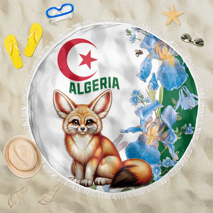 Afro Algeria Beach Blanket Fennec Fox With Blue Isris Flower