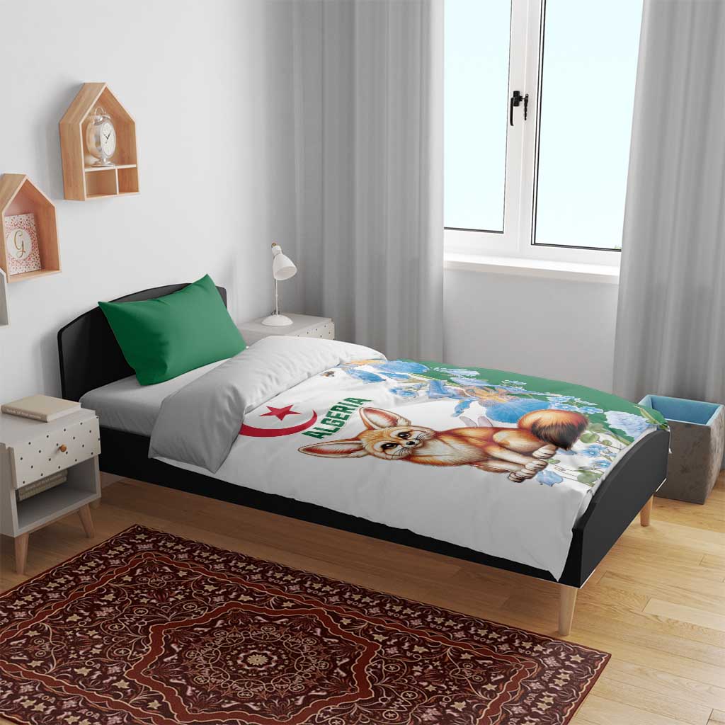 Afro Algeria Bedding Set Fennec Fox With Blue Isris Flower