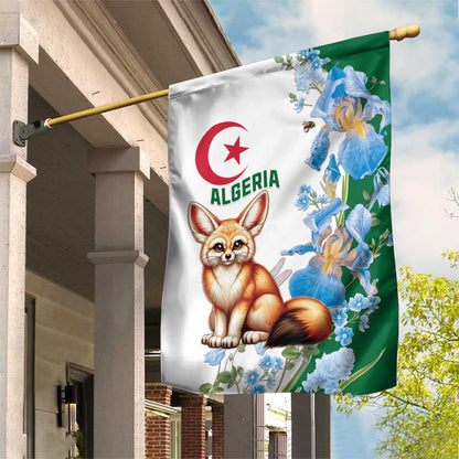 Afro Algeria Garden Flag Fennec Fox With Blue Isris Flower