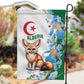Afro Algeria Garden Flag Fennec Fox With Blue Isris Flower