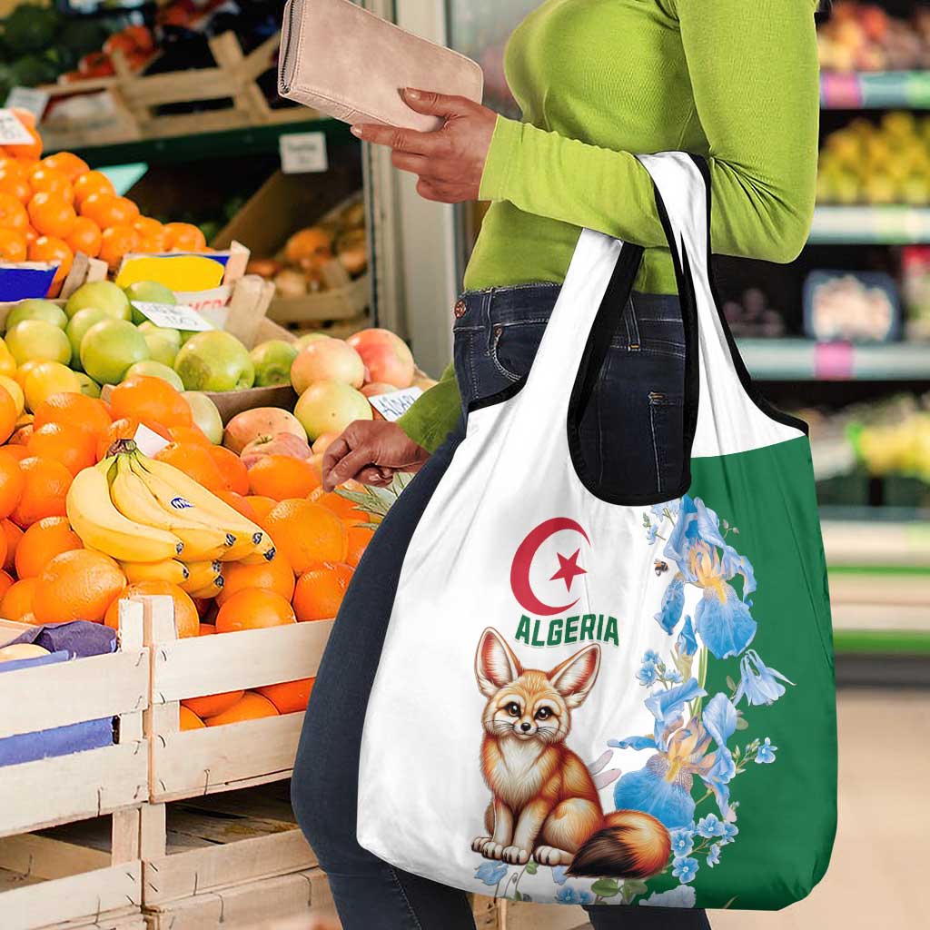 Afro Algeria Grocery Bag Fennec Fox With Blue Isris Flower