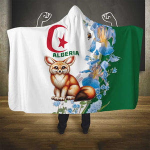 Afro Algeria Hooded Blanket Fennec Fox With Blue Isris Flower