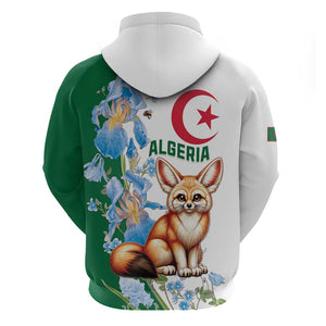 Afro Algeria Hoodie Fennec Fox With Blue Isris Flower
