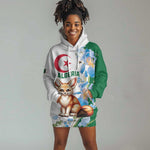 Afro Algeria Hoodie Dress Fennec Fox With Blue Isris Flower