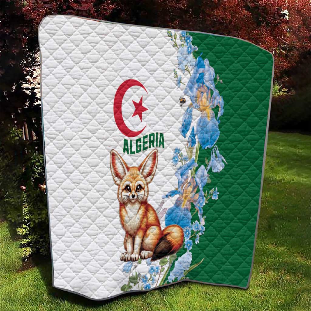 Afro Algeria Quilt Fennec Fox With Blue Isris Flower