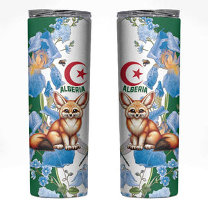Afro Algeria Skinny Tumbler Fennec Fox With Blue Isris Flower