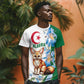 Afro Algeria T shirt Fennec Fox With Blue Isris Flower