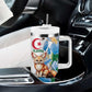 Afro Algeria Tumbler With Handle Fennec Fox With Blue Isris Flower