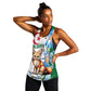 Afro Algeria Women Racerback Tank Fennec Fox With Blue Isris Flower