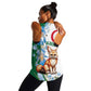 Afro Algeria Women Racerback Tank Fennec Fox With Blue Isris Flower