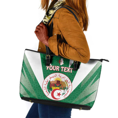 Personalised Afro Algeria Leather Tote Bag Coat Of Arms With Islamic Pattern
