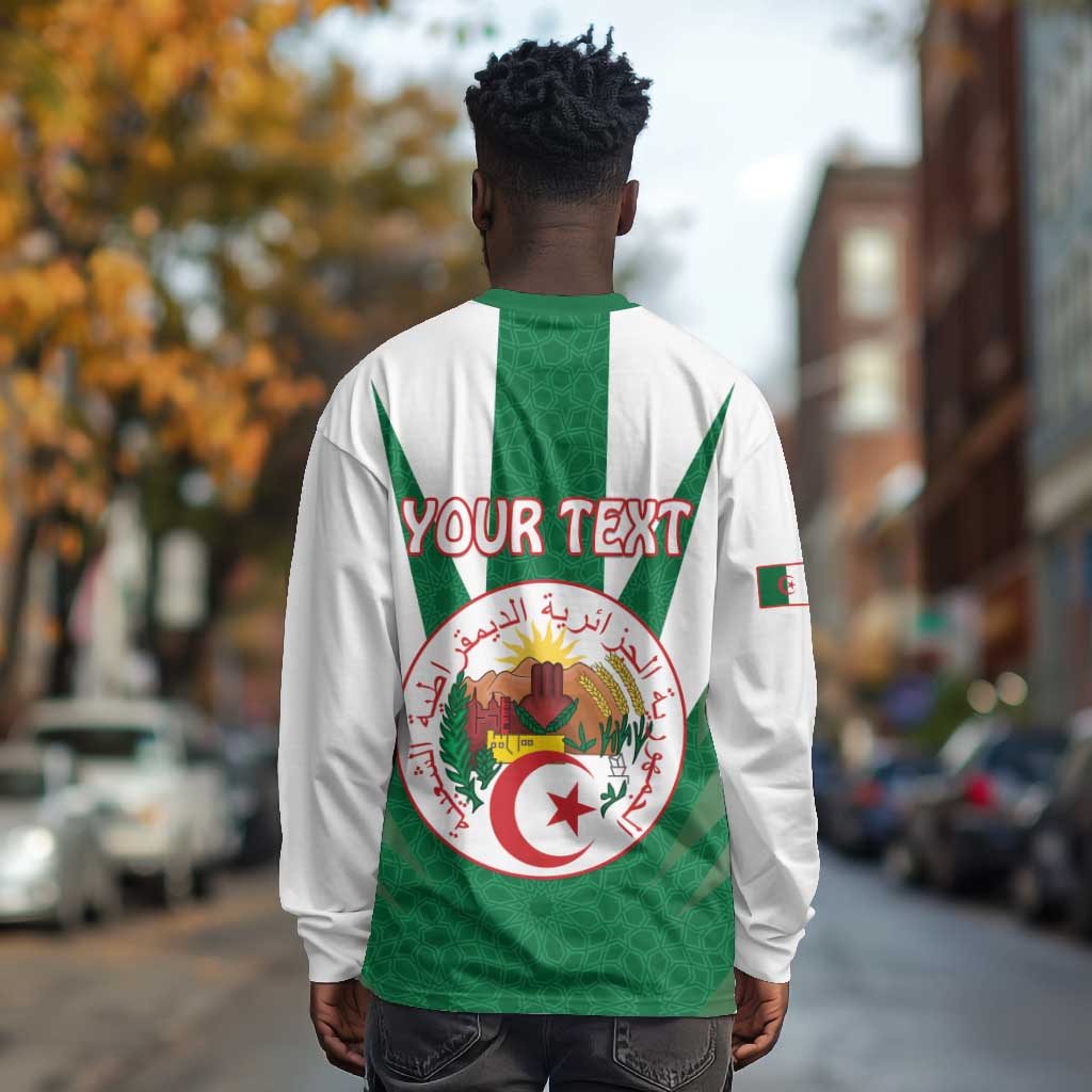 Personalised Afro Algeria Long Sleeve Shirt Coat Of Arms With Islamic Pattern