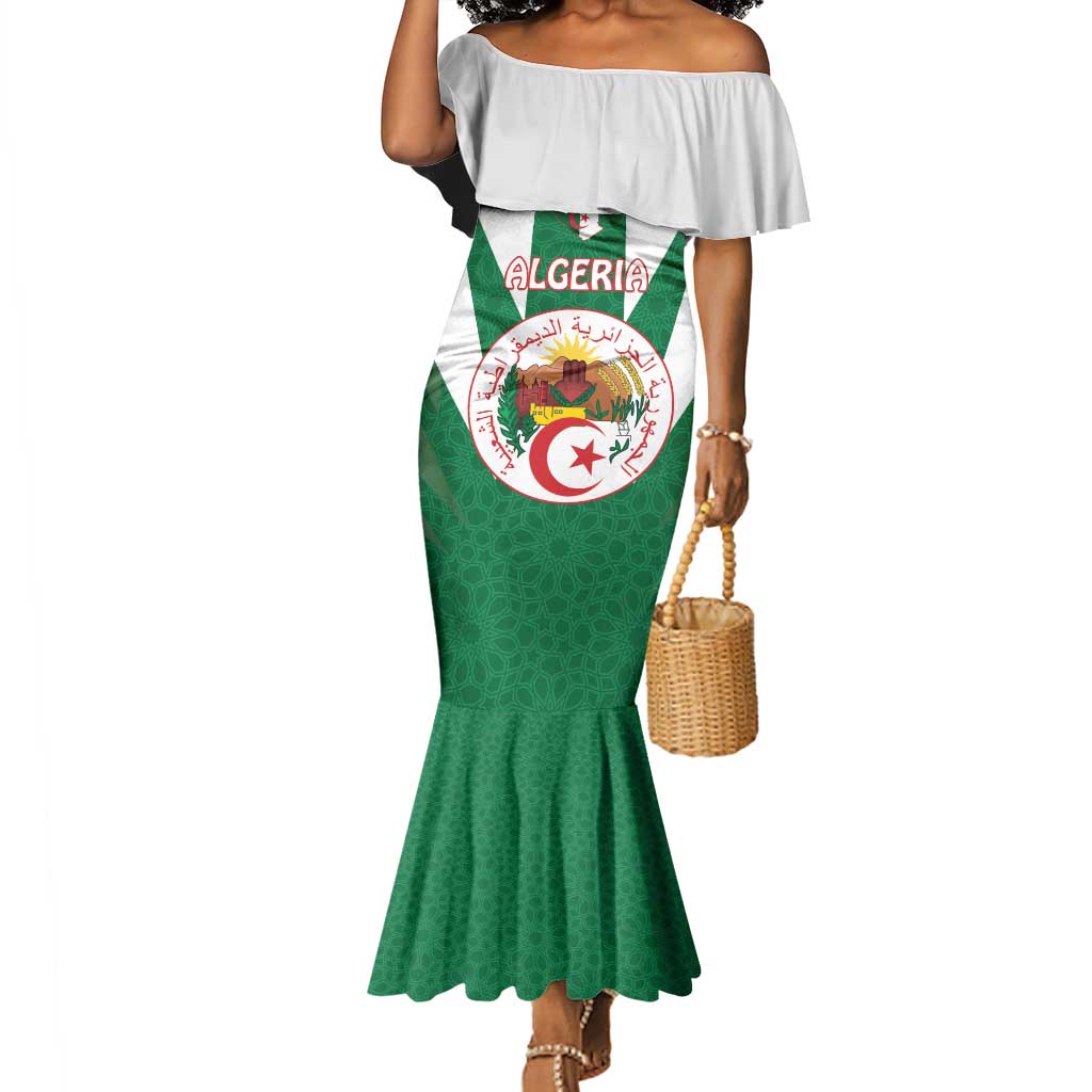 Personalised Afro Algeria Mermaid Dress Coat Of Arms With Islamic Pattern