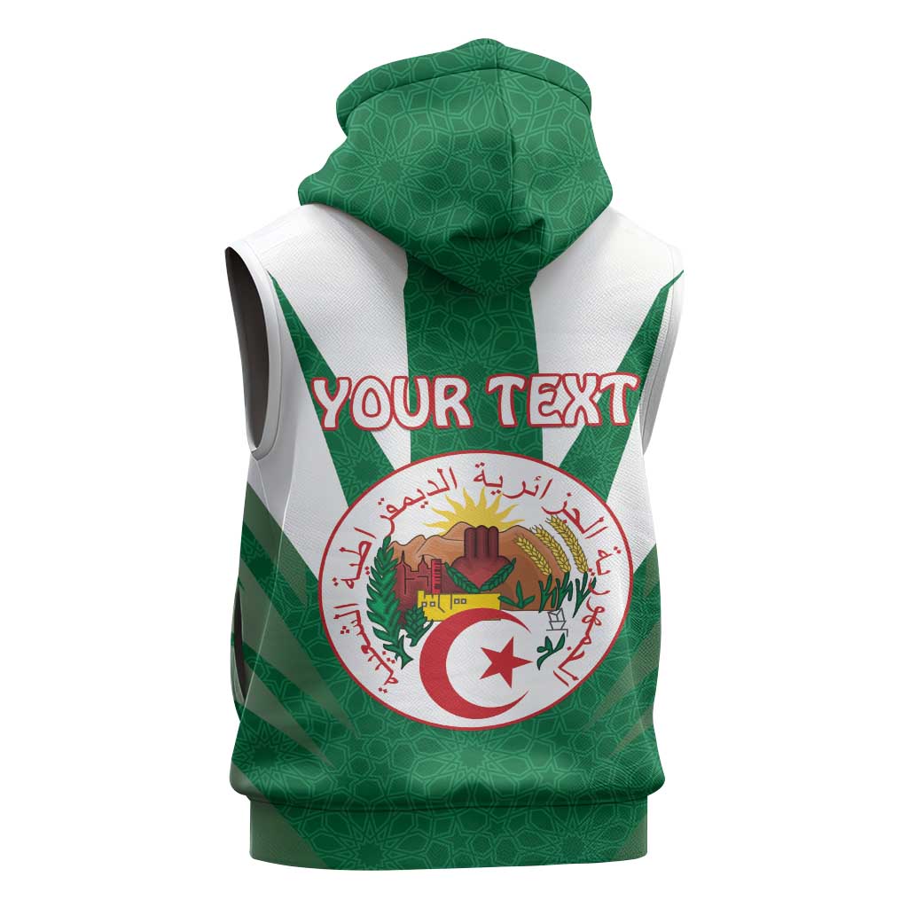 Personalised Afro Algeria Sleeveless Hoodie Coat Of Arms With Islamic Pattern - African Pride