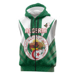 Personalised Afro Algeria Sleeveless Zip Hoodie Coat Of Arms With Islamic Pattern - African Pride
