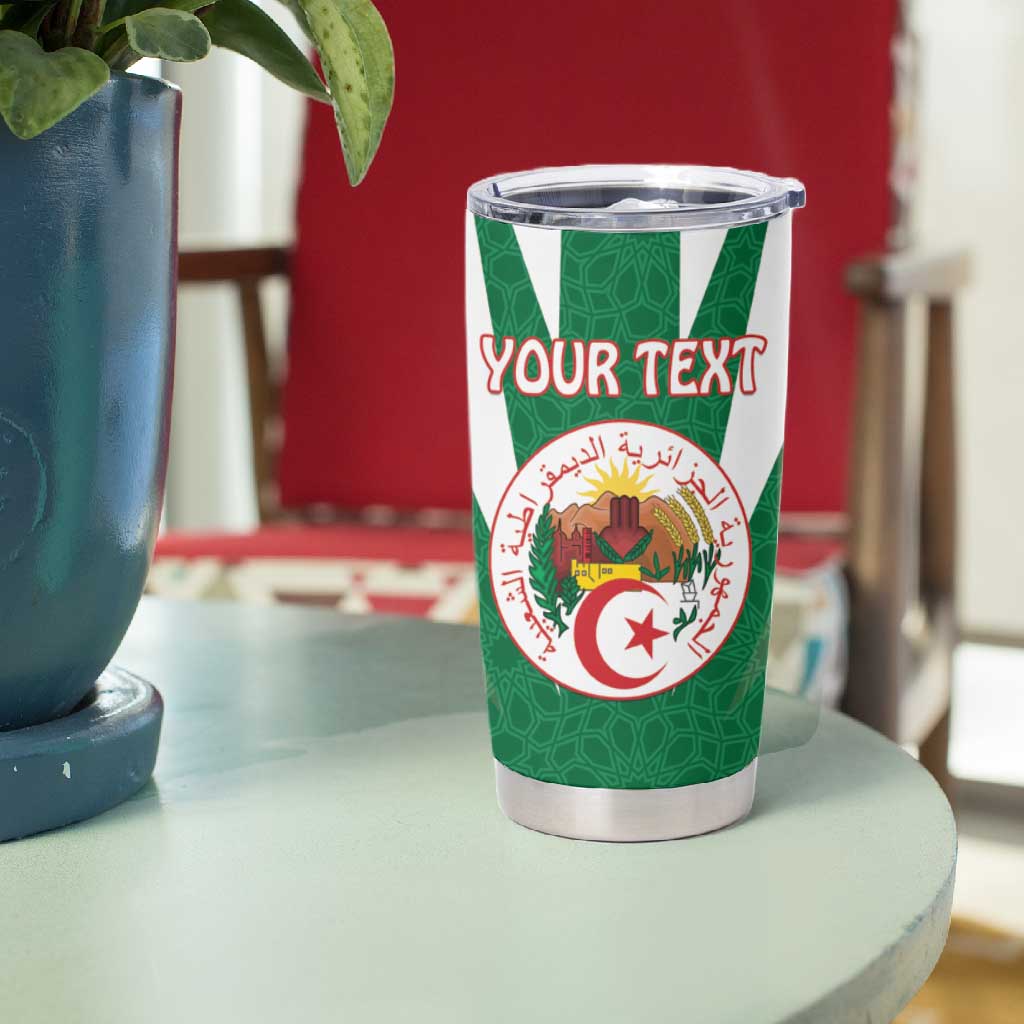 Personalised Afro Algeria Tumbler Cup Coat Of Arms With Islamic Pattern