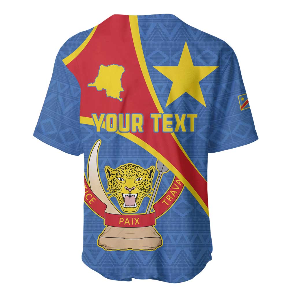 Personalised DR Congo Baseball Jersey Coat Of Arms With Map
