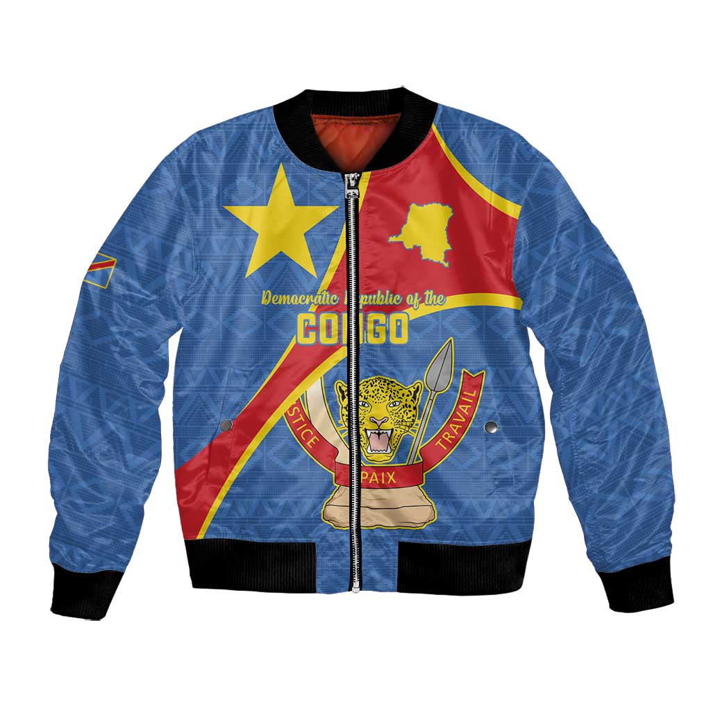 Personalised DR Congo Bomber Jacket Coat Of Arms With Map