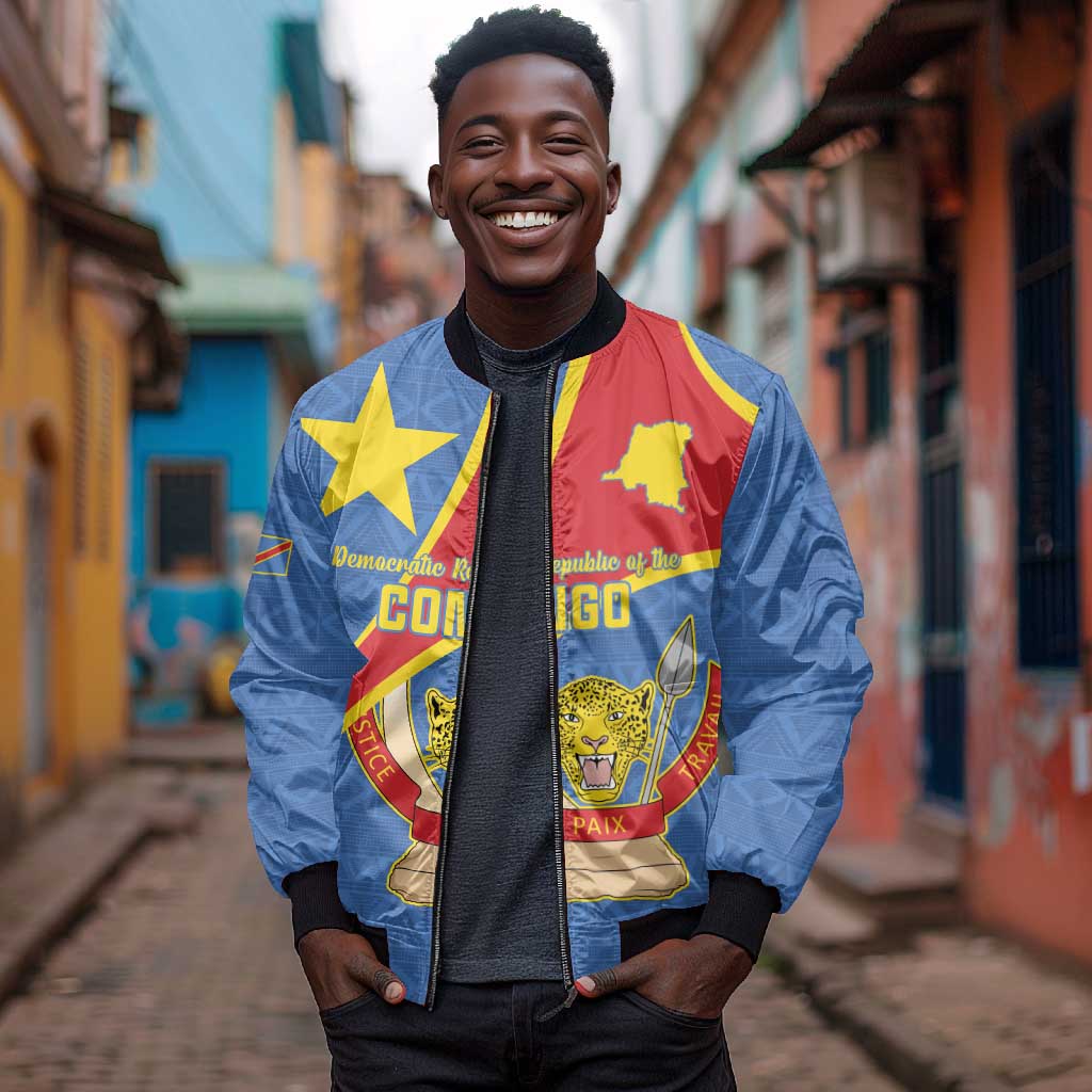 Personalised DR Congo Bomber Jacket Coat Of Arms With Map
