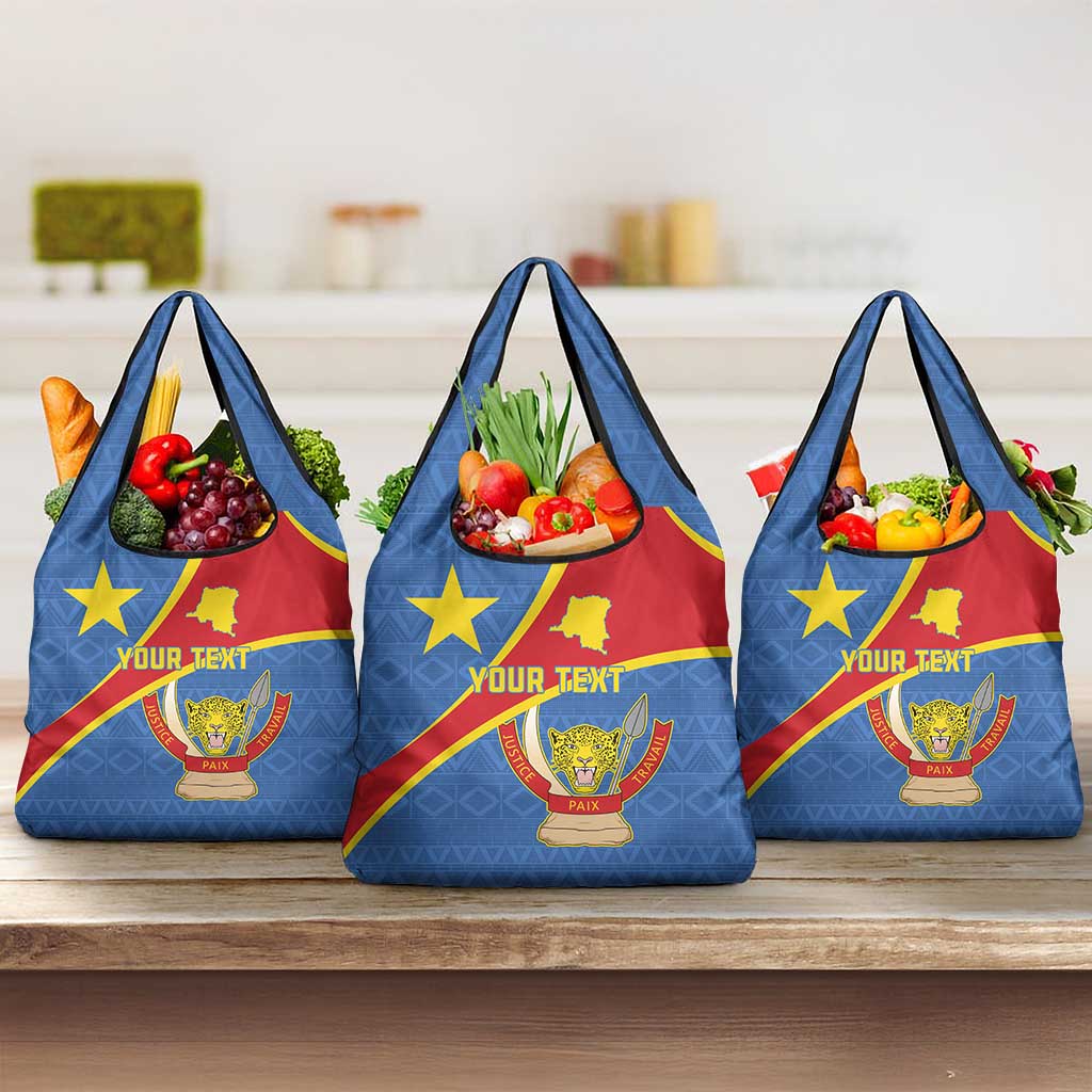 Personalised DR Congo Grocery Bag Coat Of Arms With Map