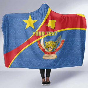 Personalised DR Congo Hooded Blanket Coat Of Arms With Map