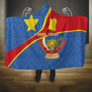 Personalised DR Congo Hooded Blanket Coat Of Arms With Map