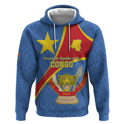 Personalised DR Congo Hoodie Coat Of Arms With Map