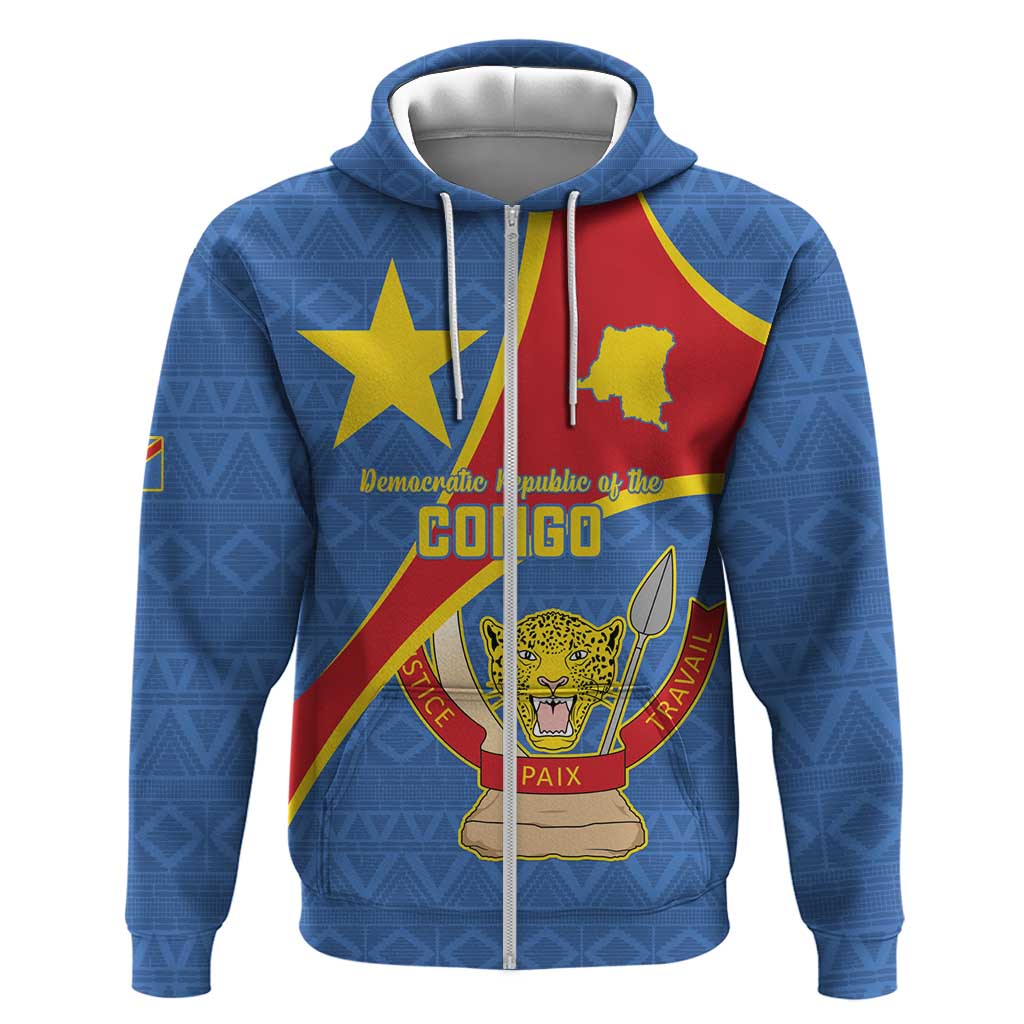 Personalised DR Congo Hoodie Coat Of Arms With Map