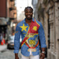 Personalised DR Congo Long Sleeve Button Shirt Coat Of Arms With Map