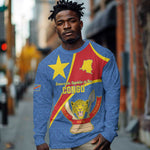 Personalised DR Congo Long Sleeve Shirt Coat Of Arms With Map