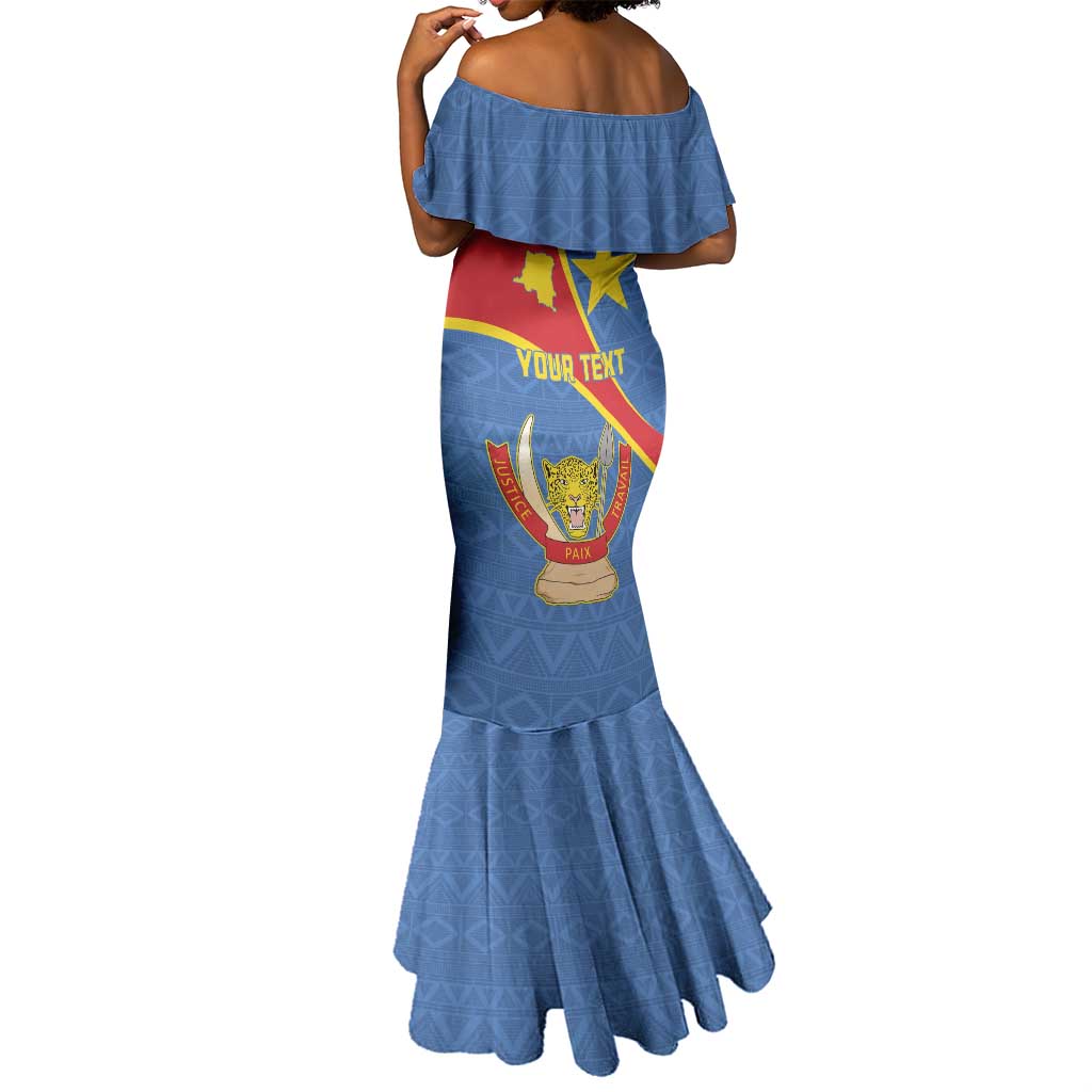 Personalised DR Congo Mermaid Dress Coat Of Arms With Map